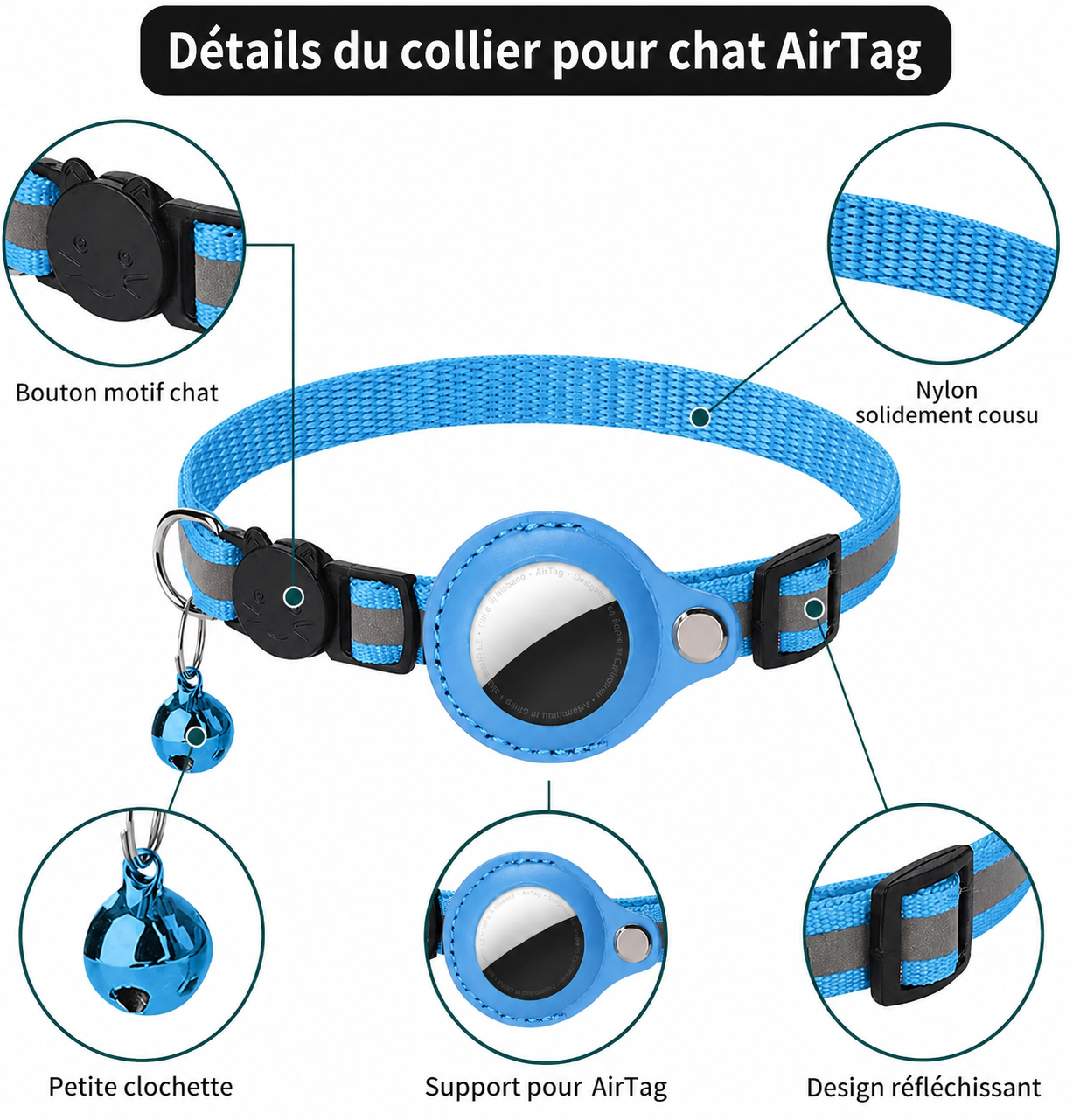 Collier Réfléchissant Pawfect™ avec Support pour AirTag